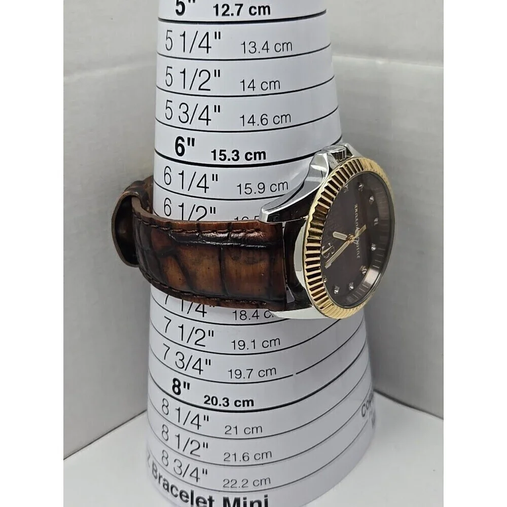 Juicy Couture Brown Dial Fluted Bezel Leather Strap Quartz Watch New Battery